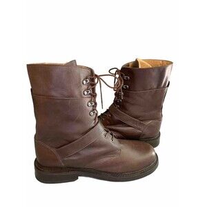 Giraudon NY Combat Boots Sz. 40 Women's 9/Men’s 7 Brown Leather‎ Buckle Strap